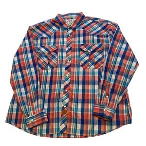 Dubinik Men's 2XL Plaid Western Pearl Snap Shirt Multi Color Country Western